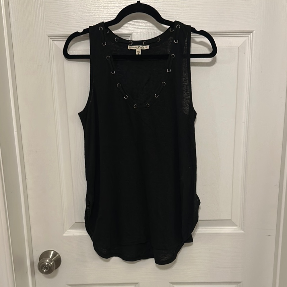 Express Black Tank Top with Eyelet Detail
